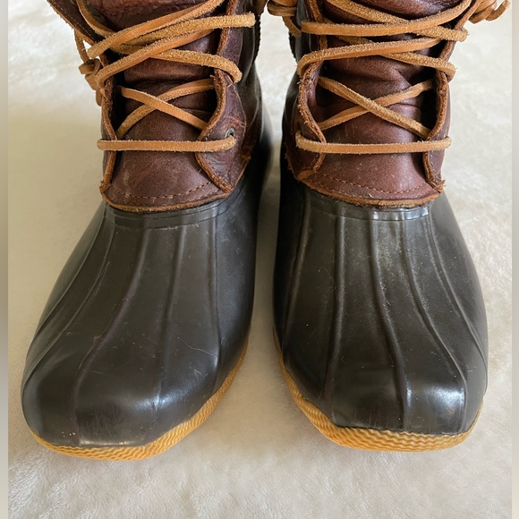 Sperry Women's Saltwater Duck Boot Tan/Dark Brown Size 10 - Picture 3 of 13